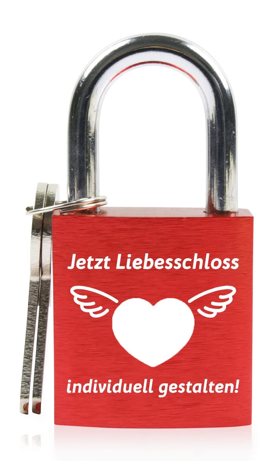 Engraved love lock in red with engraving - lock with 2 keys - gift for Valentine's Day, anniversary, engagement, wedding