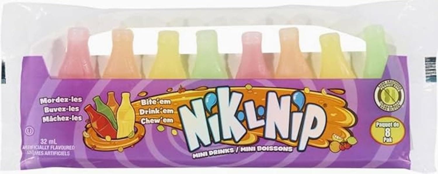Nik-L-Nip 8 Wax Bottles (1 Pack) Authentic Retro Sweet Sugary Sweet Beverages