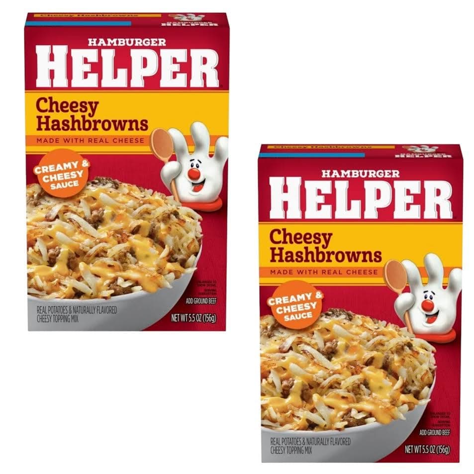 Hamburger Helper Cheesy Hashbrown, 5.5 oz Boxes, Pack of 2, With V2U Utensil Set