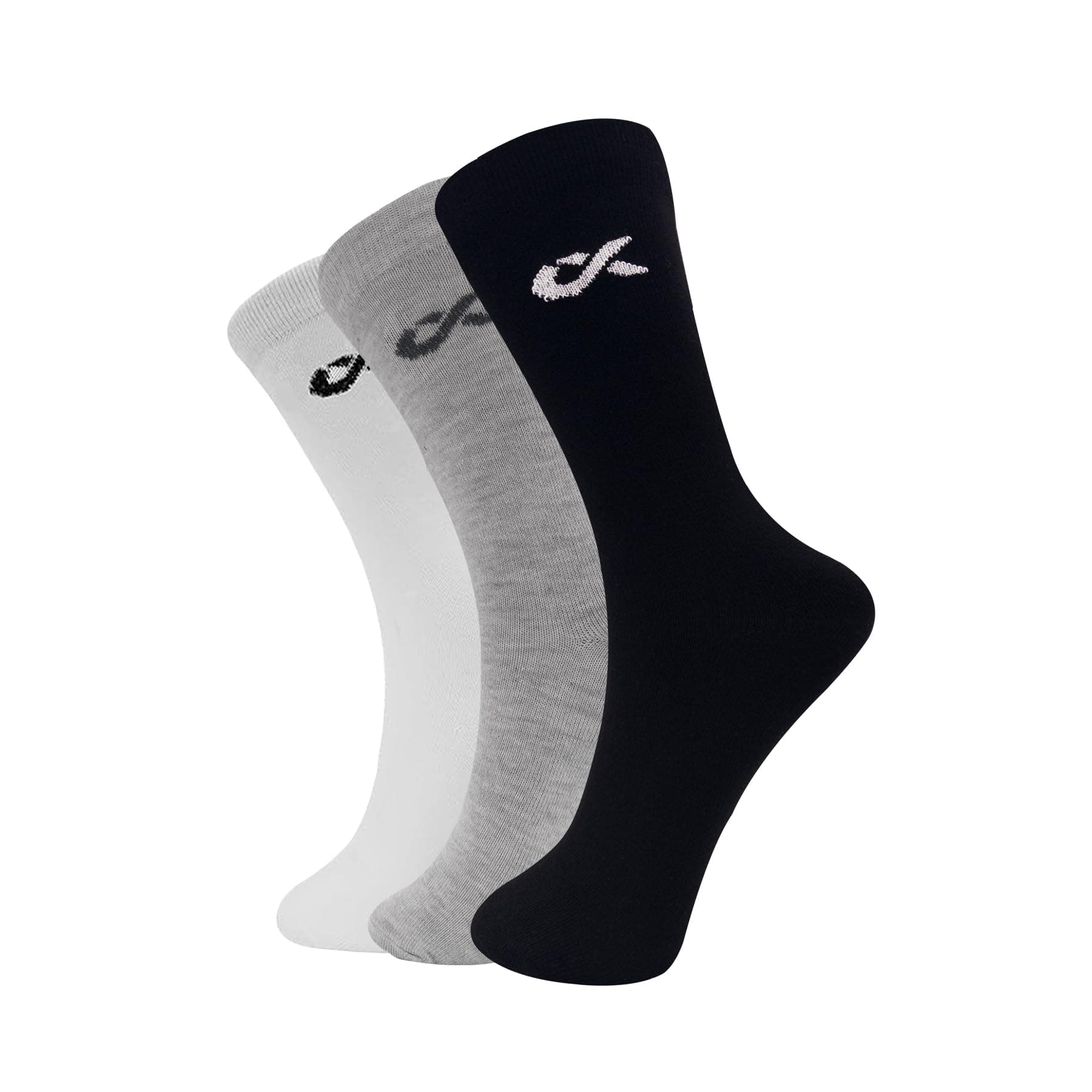 Texas Men's Solid Calf Crew Combed Full Length Cotton Formal Socks, Odour Free & Breathable, Free Size - Ideal for Home, Office Wear (WHITE/GREY/BLACK)