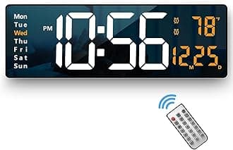 Aerys Digital Alarm Clock Wall Clock Large Desk Clock 16.2 Inch LED Clock with Remote Control/Auto Brightness Dimmer Large Clock