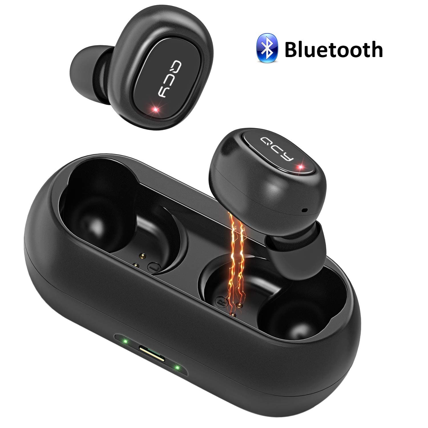 QCY Wireless Earbuds, Bluetooth 5.0 Earbuds Mini In-Ear Wireless Headphones 16H Playtime, Touch Control, 3D Stereo Sound, Built-in Mic, IPX4 Sweatproof with Charging Case for Sports (Black)