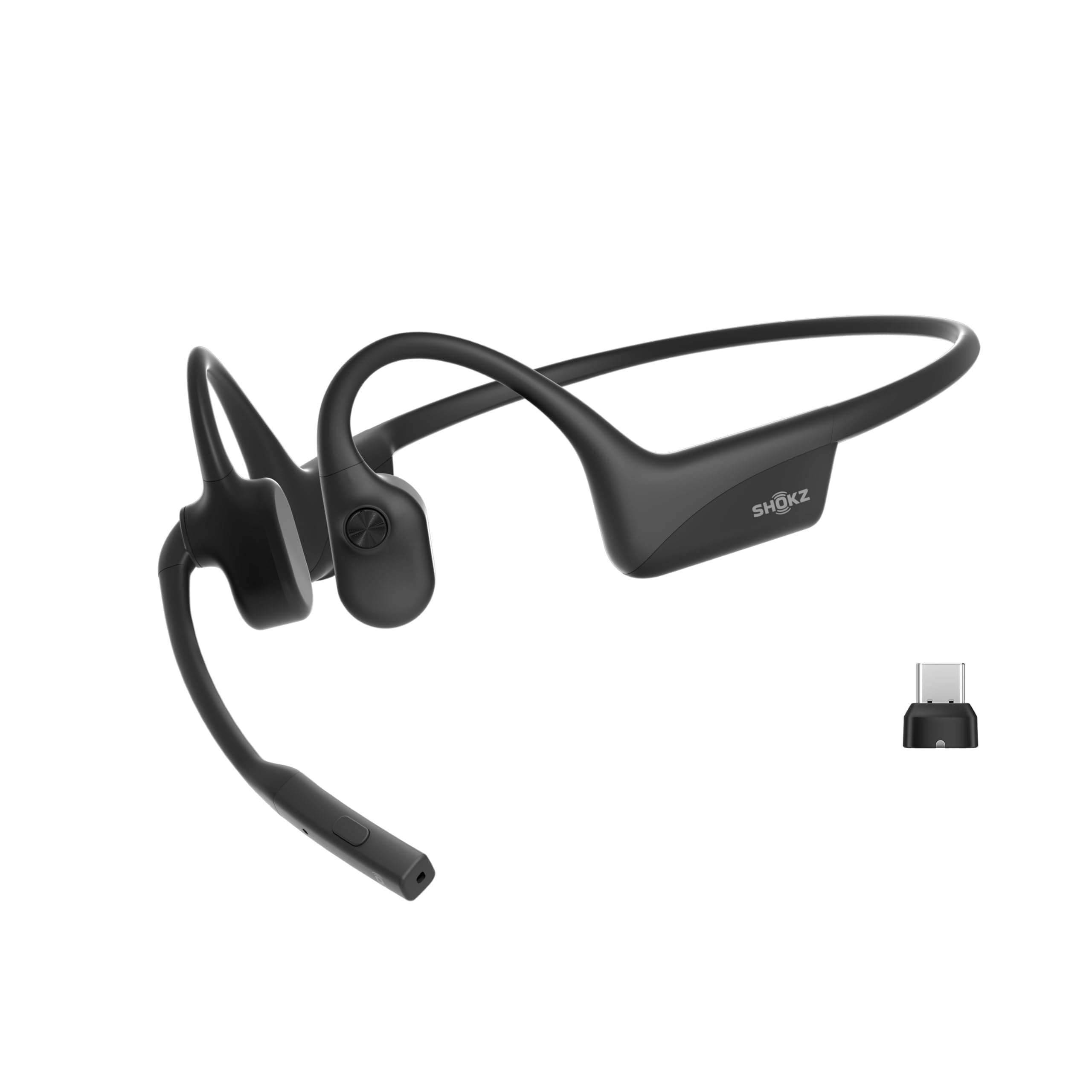 OpenComm2 UC 2025 Upgrade Bone Conduction Headset with USB-C adapter, Open-Ear Bluetooth Headphone with Noise Cancelling Mic, Wireless Earphone for Work, Call, Meeting, Driving, 16H Talktime