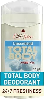Old Spice Whole Body Deodorant Stick for Men, Aluminum Free, Unscented, 24/7 Odor Protection, 24/7 Lasting Freshness, Dermatologist Tested, Gentle on Skin, Safe to Use All Over, 3.0 oz