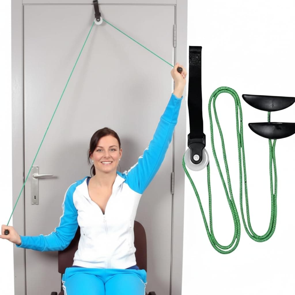 Pulley with Rope and Door Strap, Easy to Use Exercise Equipment for Frozen Shoulder and Hand/Arm Exercise Material Nylon Plastic, Smooth Action Pulley
