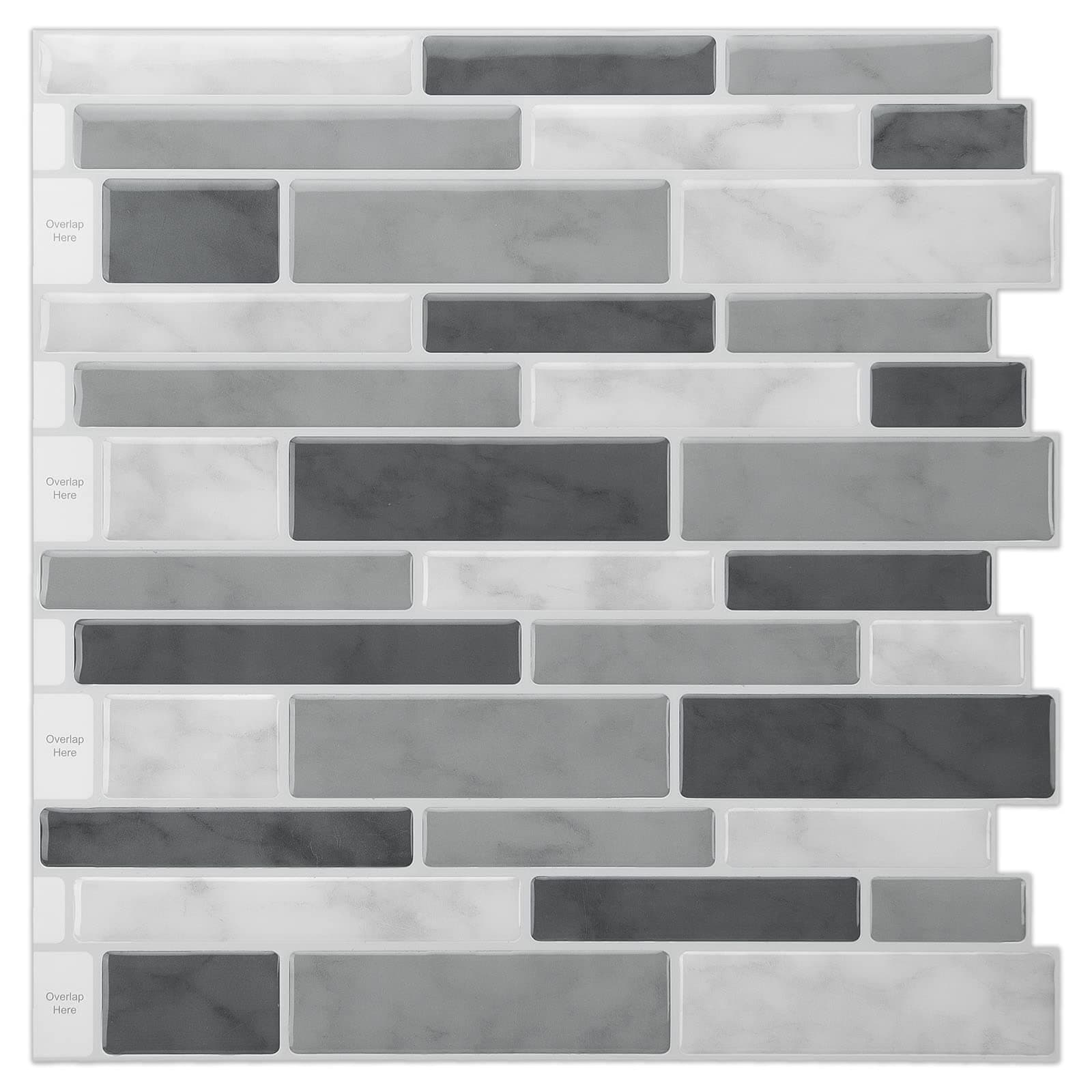 Peel & Stick Backsplash Tile for Kitchen, Gray Stick on Tile (10 Sheets)