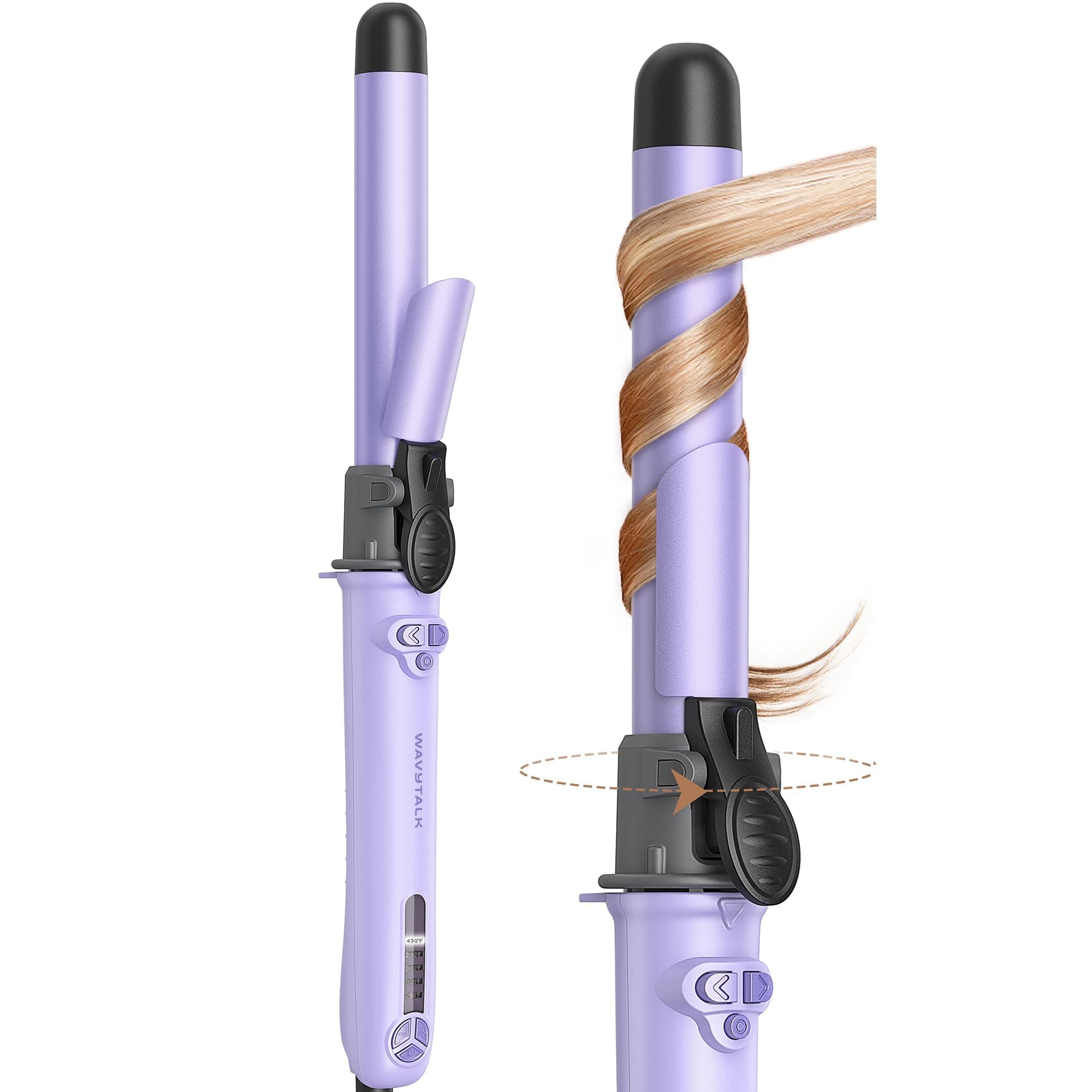 Rotating Curling Iron, 1 Inch Automatic Curling Iron Get Effortless Waves, Rotating Curling Iron up to 430℉ with Home Button, Purple