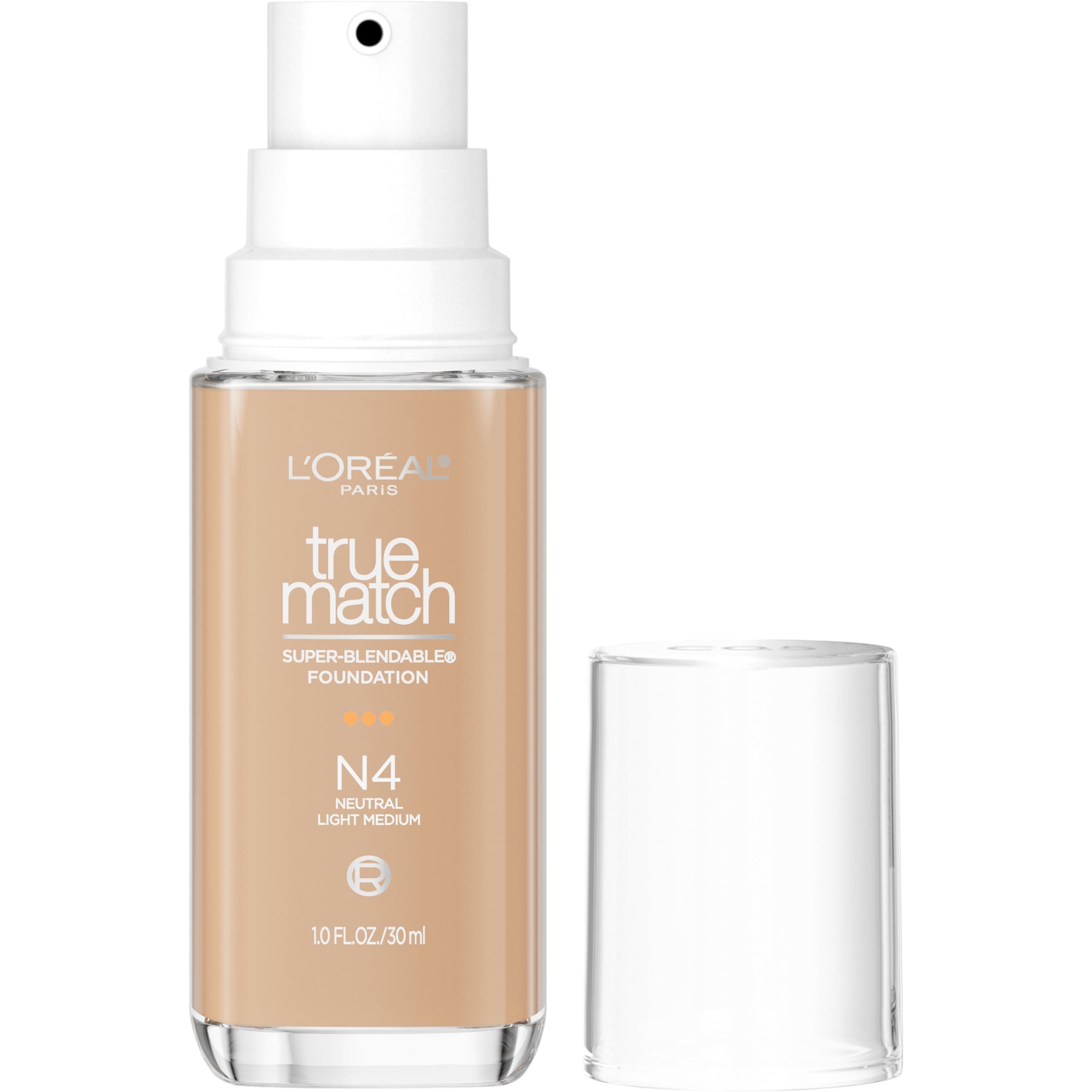 True Match Super-Blendable Foundation, Medium Coverage Liquid Foundation Makeup, N4, Light Medium, 1 Fl Oz