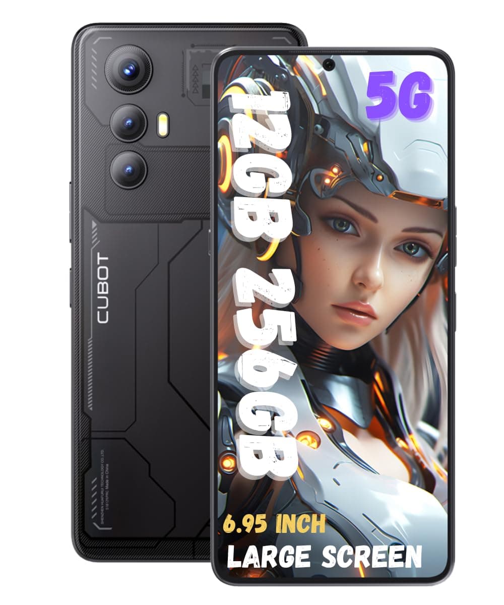 MAX 5 Smartphone 6.95-Inch FHD+IPS Android 14 Octa-core Processor, 12GB RAM 256GB ROM, 5100mAh Battery,100MP+32MP Camera Wi-Fi Dual SIM 5G Network Unlock Cell Phone Tech Black