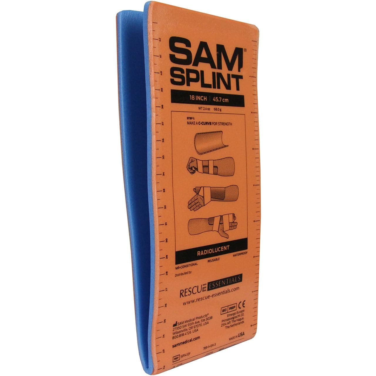 SAM Medical SPLINT - 18" JUNIOR - Orange/Blue