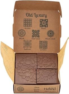 Natural Olive Oil Soap bars with Organic Ingredients, Vegan Soap, Moisturizing, Handmade, Scented With Essential Oils, Body Soap Bars for Women and men (MUSK) (Pack of 4 Bars) 17.6 Ounce