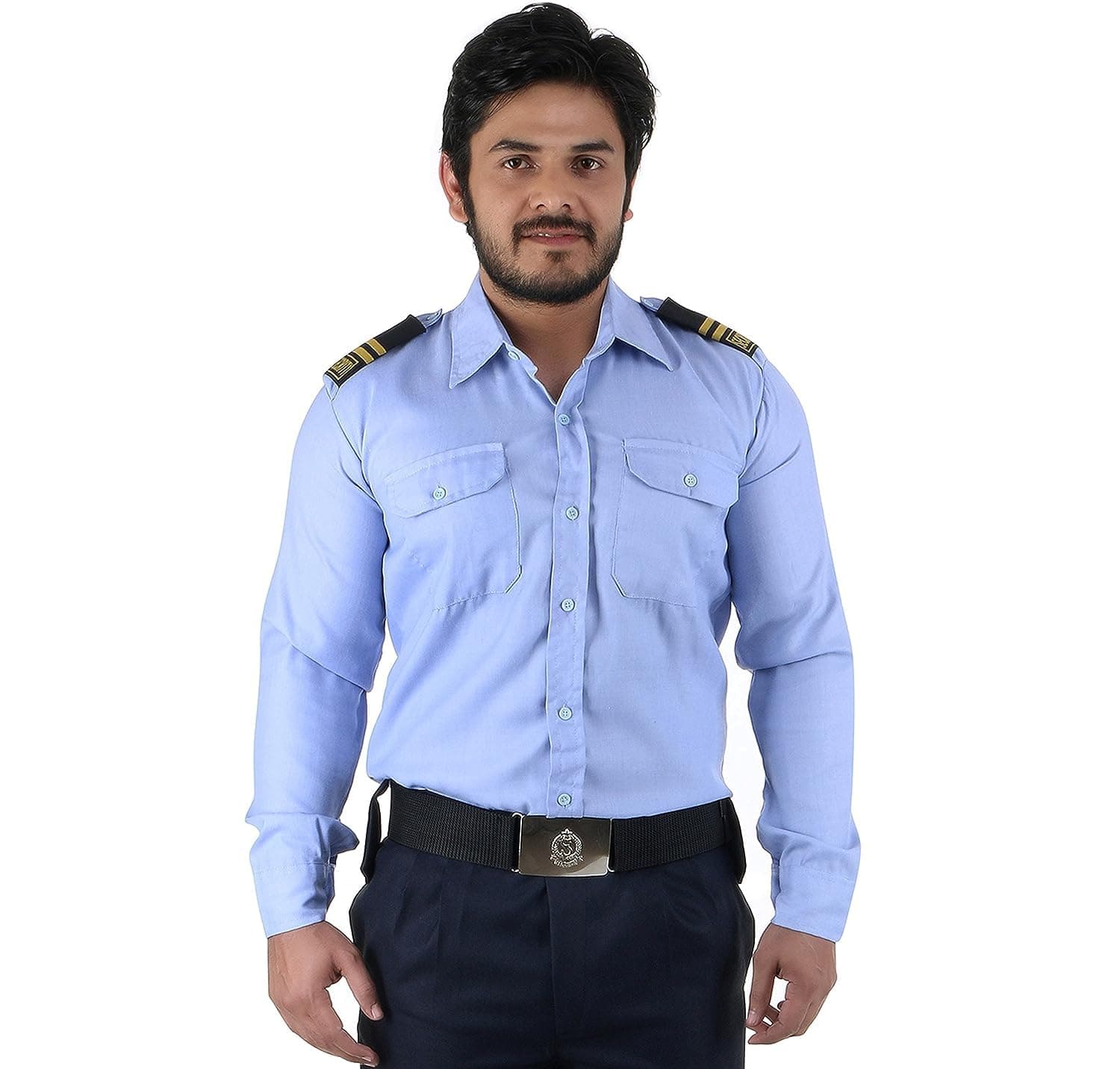 FABUNIFORMS Men Regular Fit Security Guard Shirt Uniform | Blue | Size 36