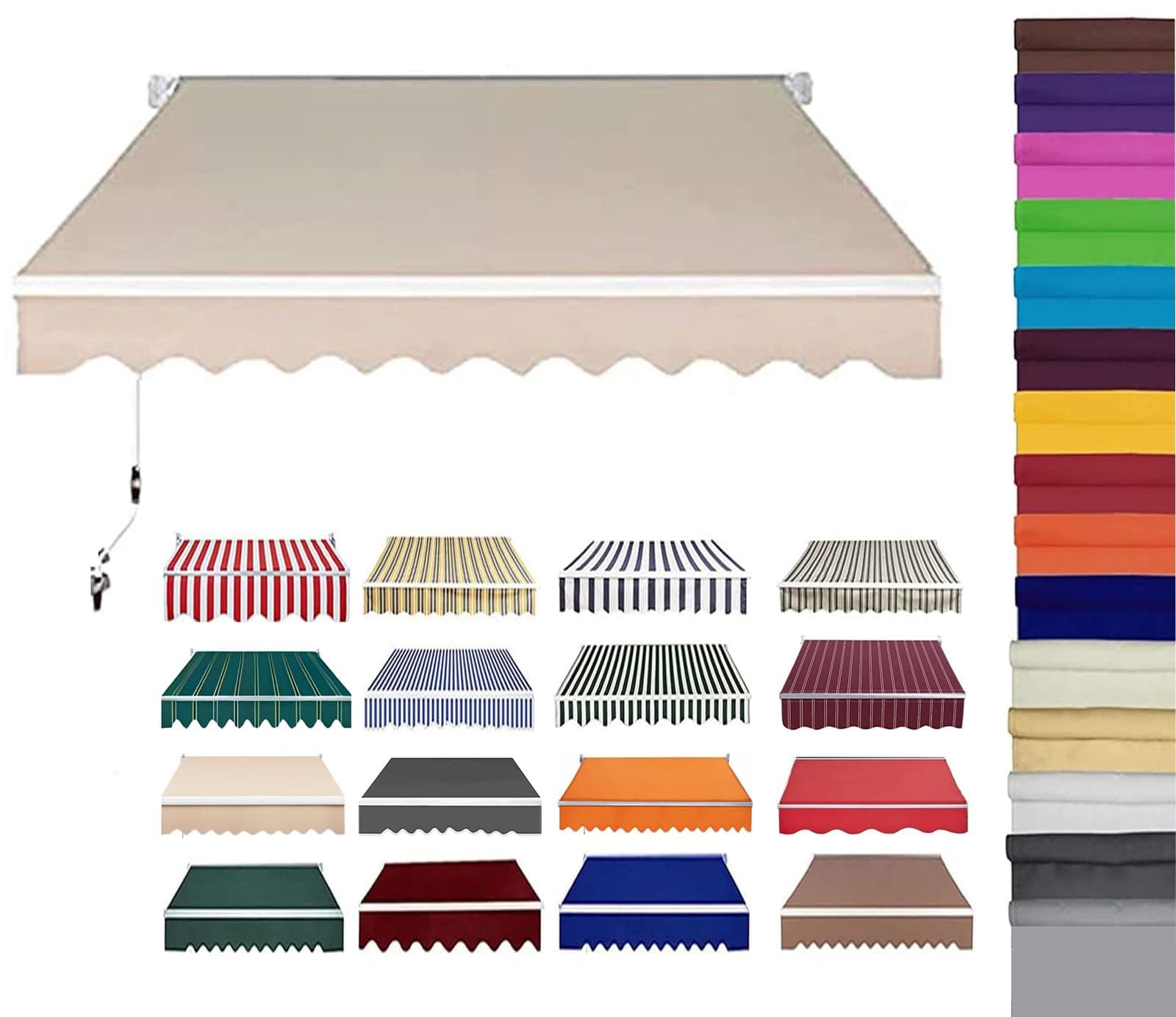 Retractable Patio Awning Replacement Fabric (Without Frame) Waterproof Shade Sun Shade Awning Cover Outdoor Patio Canopy Sunsetter Deck Awnings Polyester(B,(8.2x6.5ft))