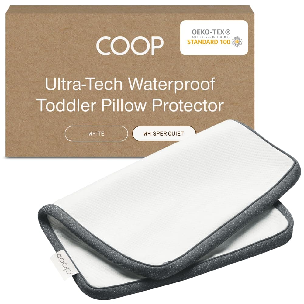 Coop Home Goods Ultra-Tech Toddler Pillow Protector White for Memory Foam Pillows, Waterproof, Toddler Size Pillow Covers, Oeko-Tex Certified, Breathable, Zippered Covers, Machine Washable