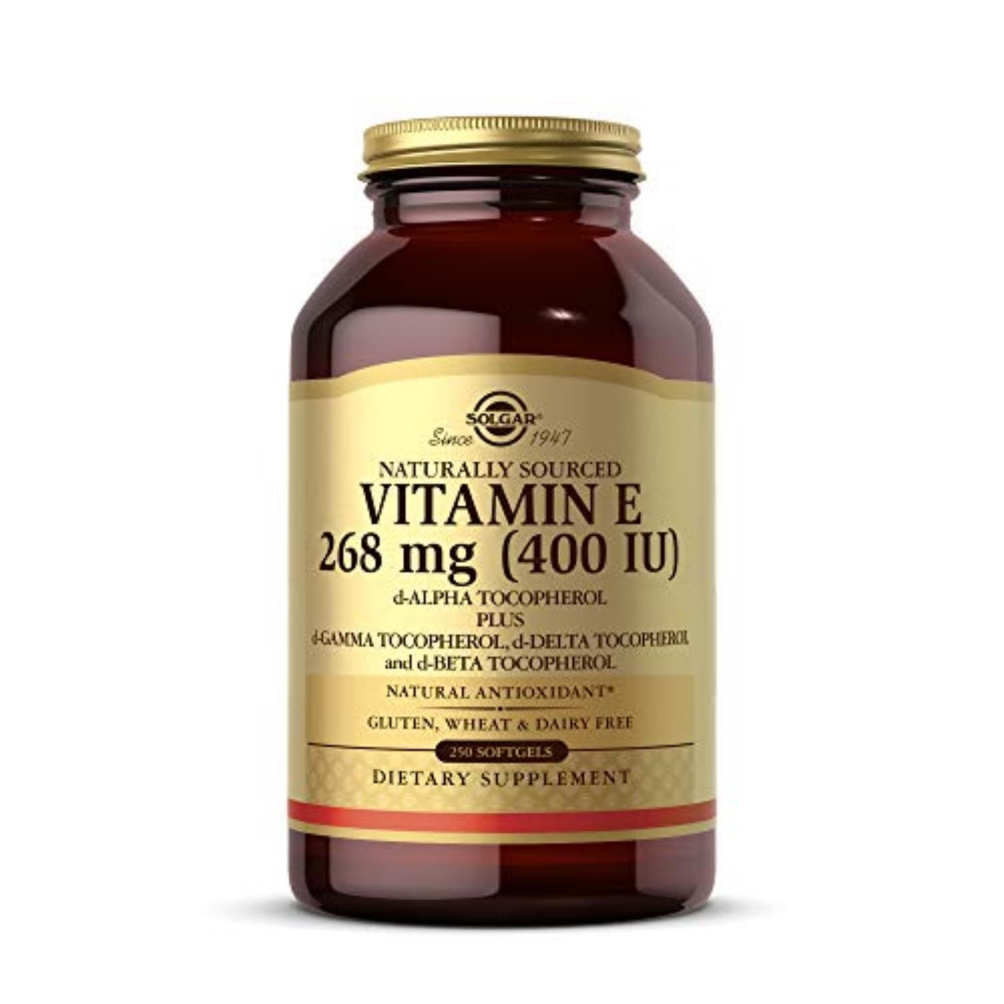 Natural Source Vitamin E 268 mg (400 IU) Softgels - Pack of 250 - Protects Cells from Oxidative Stress - Immune System Support - Vegan and Gluten Free