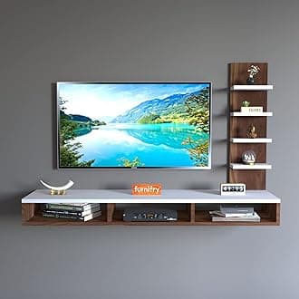 Wooden TV Entertainment Unit/Wall Set Top Box Shelf Stand/Tv Cabinet For Wall/Set Top Box Holder For Home/Living Room (White & Walnut), (10 X 10 X 5Cm)