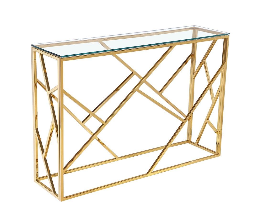 UM9651 Midcentury Modern Brushed Gold Console Table 45"W