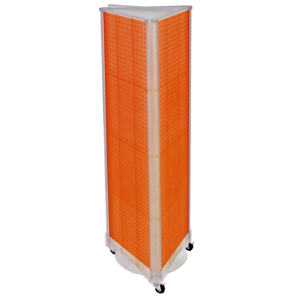 Azar 700451-ORG Three-Sided Spinning Pegboard with Wheeled Plastic Base, Orange Translucent Pegboard