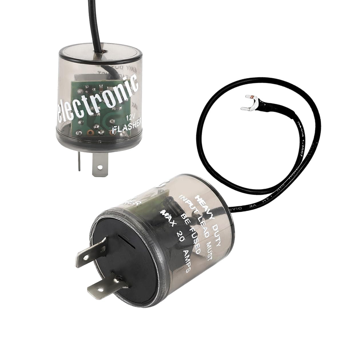 2 Pin LED Flasher, 12V Electronic LED Flasher Relay with Ground Wire, Two Prong Round Relay to Fix Turn Signal & Hazard Warn Hyper Flash for Car Motorcycle Truck, Car Accessories