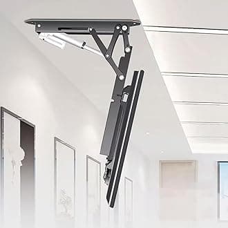 Electric Ceiling TV Mount, Telescopic Motorised TV Bracket with Auto Lift, Motorised TV lift for 32-70 inch TVs, Load Capacity 45kg/99lbs (Black)