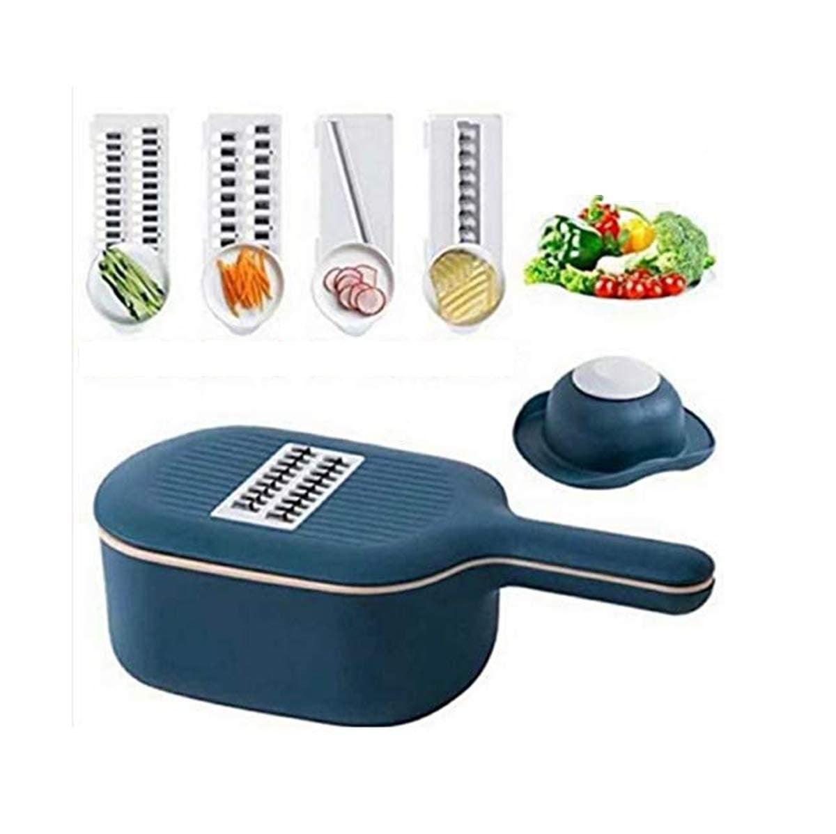 Chopper Manual | Vegetable Cutter | Attractive Design Multi-Purpose, Easy to use, Sharp Blades with Drain Basket for Vegetable Salad & Fruits -1pc, Size-11x22x15cm,Blue, Plastic (Blue)