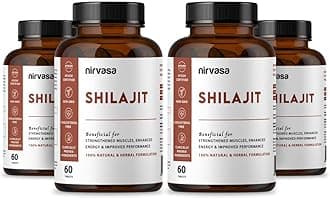 Nirvasa Shilajit Tablets (500mg) with Pure Shilajit Extract | Improves Performance, Provides Muscle Strength & Elevates Energy | Shilajit Original Tablets for Men & Women | 60 Tablets x 4