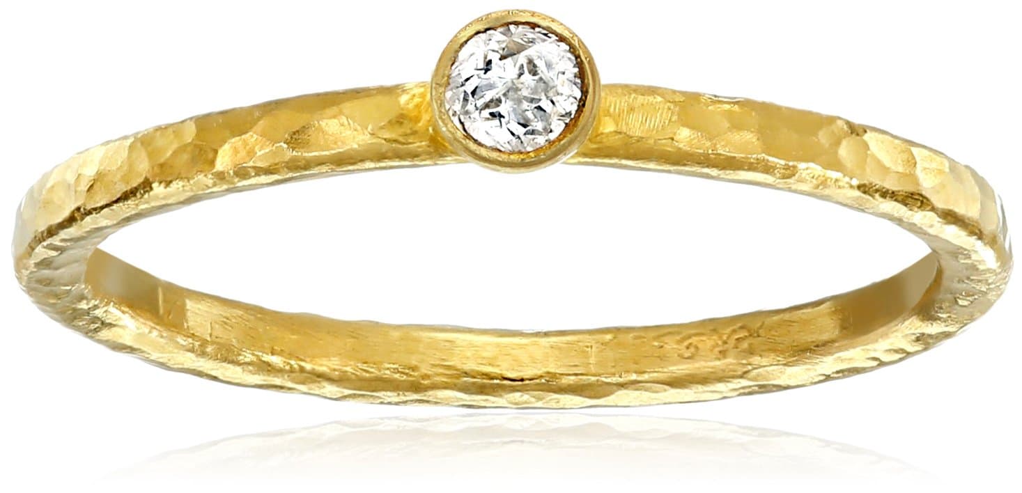 GURHAN Skittle and High-Karat Gold Stacking Ring, Size 6.5