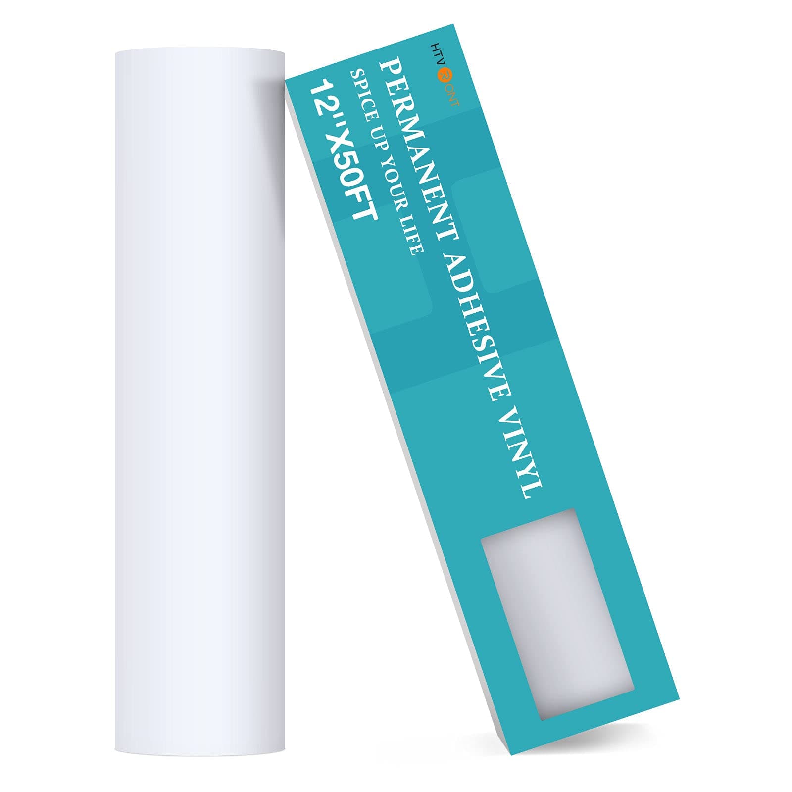 HTVRONT White Permanent Vinyl - 12" x 50 FT Matte White Adhesive Vinyl Sheets Compatible with Cricut Cutting Machine, Silhouette and Cameo Cutters