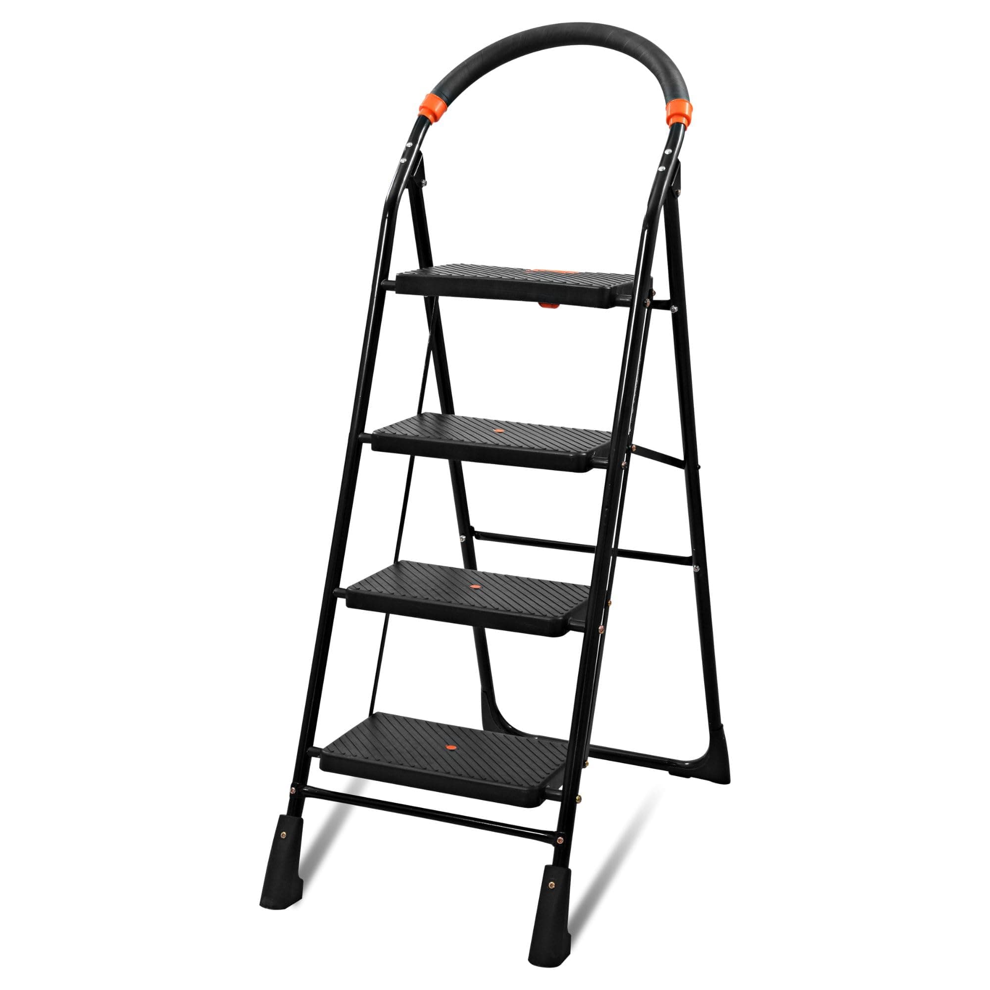 Cameo 4 Step Heavy Duty Foldable Step Ladder with Anti-Skid Shoes and Extra Strong Wide Steps (Black)