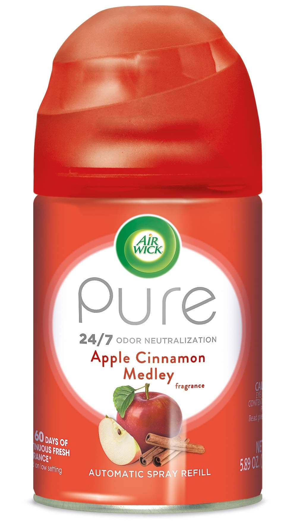 Air Wick Pure Freshmatic Refill Automatic Spray, Apple Cinnamon Medley, 1ct, Air Freshener, Essential Oil, Odor Neutralization, Packaging May Vary