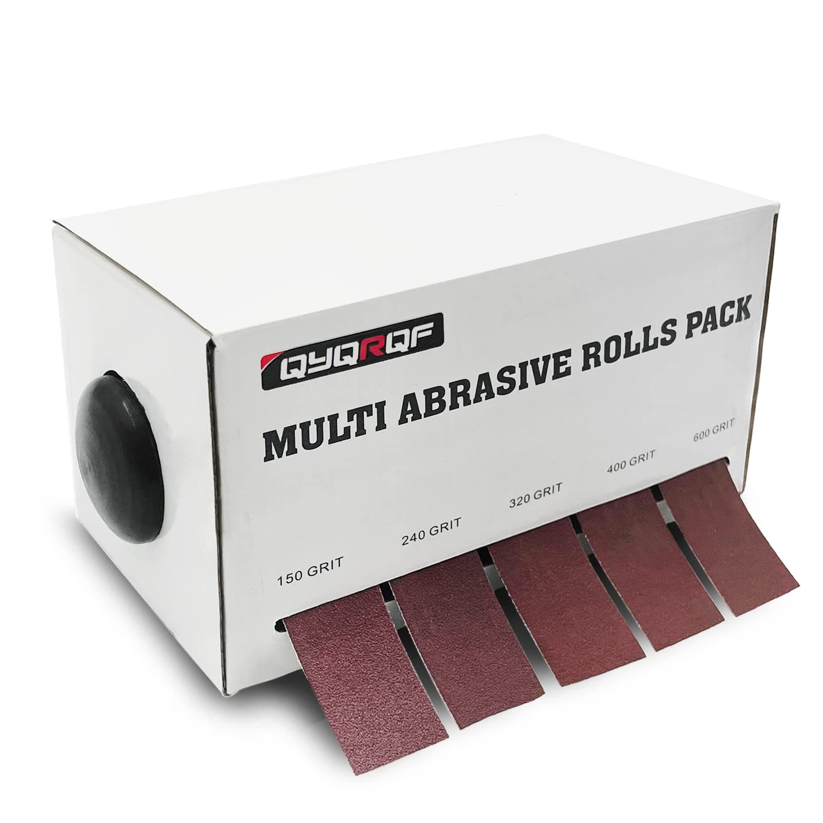 Emery Cloth Roll, 5 Grits Abrasive Sandpaper Rolls Assorted Sand Paper with Dispenser for Woodworking Automotive Metal Polishing, 150 240 320 400 600 Grits Per Roll 6 Meters