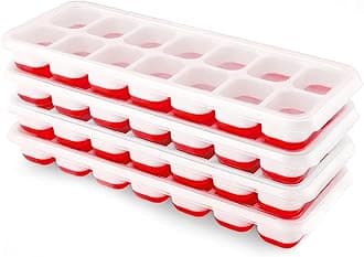 Ice Cube Trays 4 Pack, Airabc Silicone Ice Cube Trays with Removable Lid, Easy-Release Flexible 14-cube Ice Trays, LFGB Certified and BPA Free, Stackable Ice Trays with Covers for Cocktail, Freezer