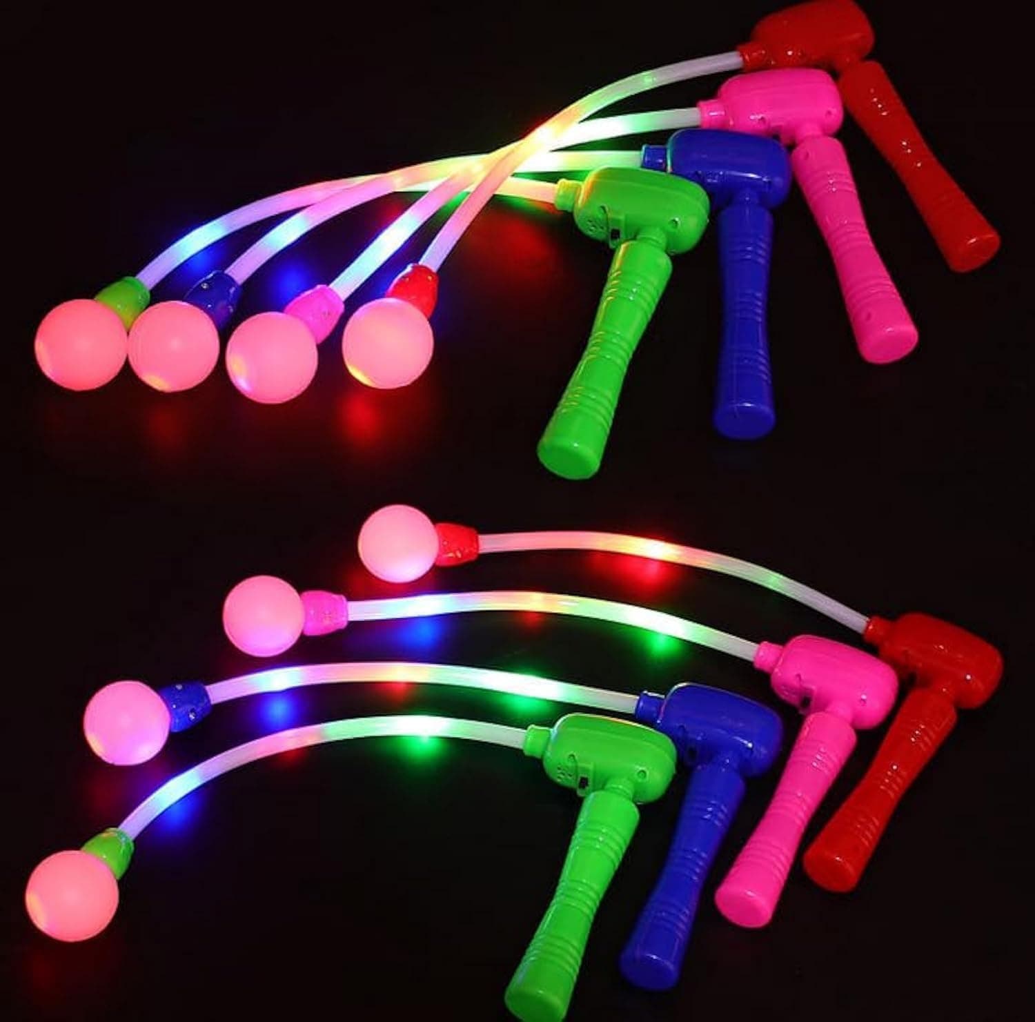 4 Pcs LED Magic Wand Flashing Stick Glow Light Stick Color Changing Flash Torch, LED Magic Music Wand Swing Flashing Light Up Glow Stick for Party Christmas Colorful Kids Toys 4 pcs