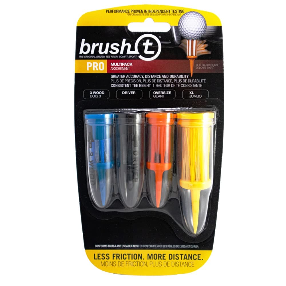 BRUSH T Premium Plastic Golf Tees, Unbreakable Innovative Design, Consistent Height, Perfect Golf Gift for Men and Women. Multiple sizes 2", 2.2", 2.4", 3 1/8" - 4 Pack (3 Wood, Driver, Oversize, XLT)