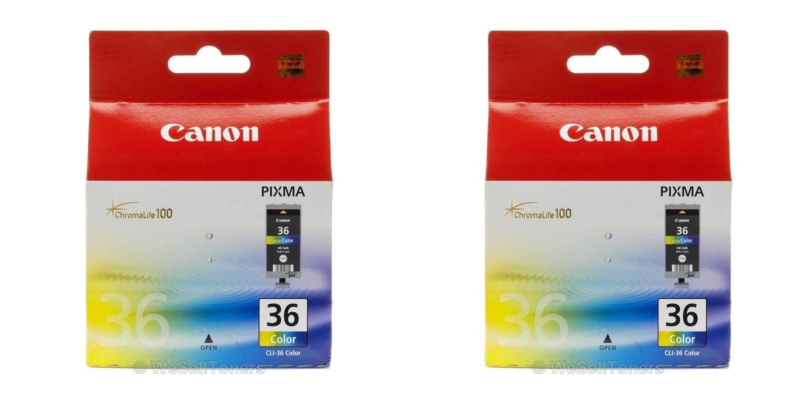 2x Canon CLI-36 CLI36 Tri-Color Ink Cartridge 1511B002AA 1511B002