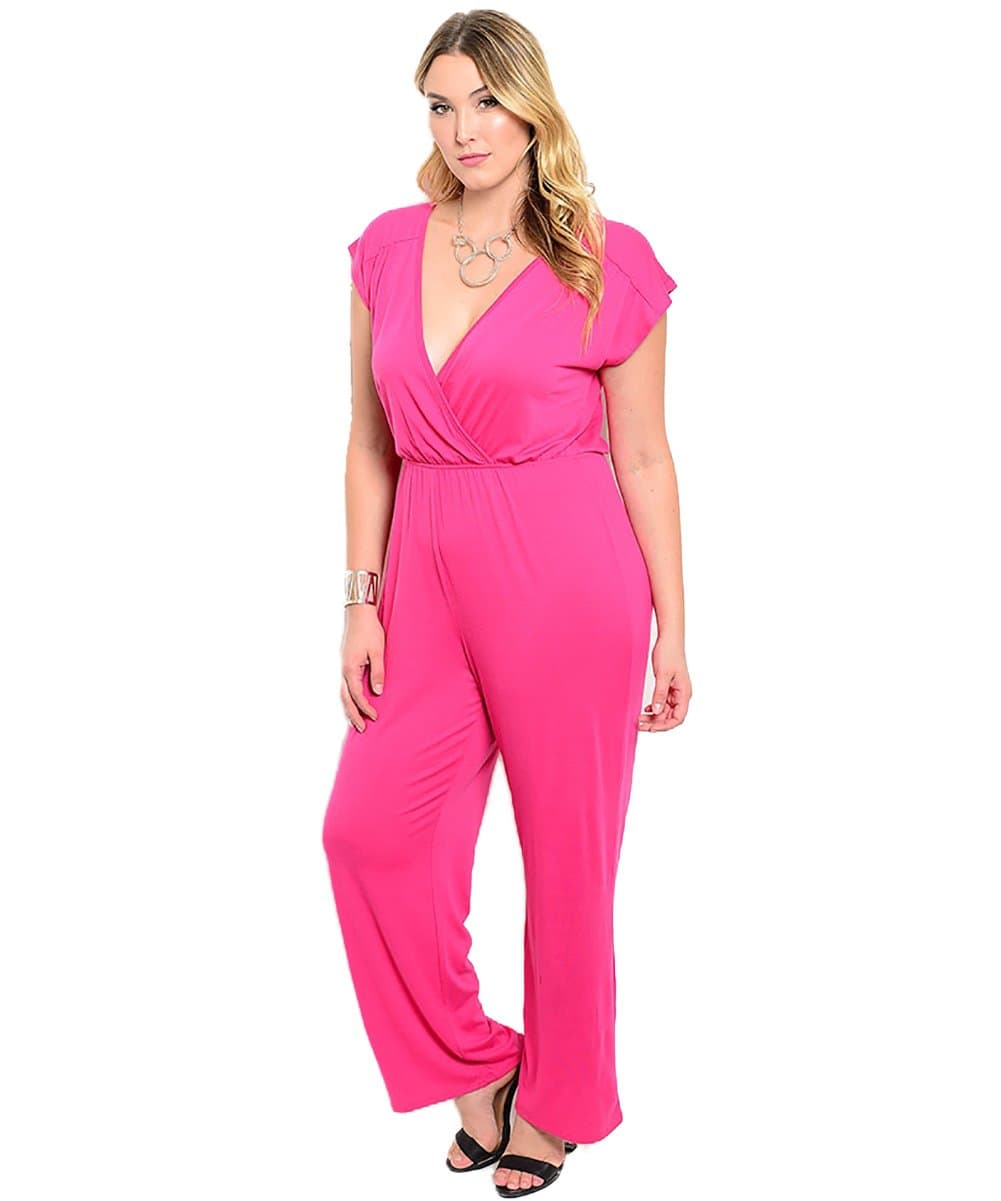 Women's Plus Size Solid V neck Romper Playsuit Jumpsuit