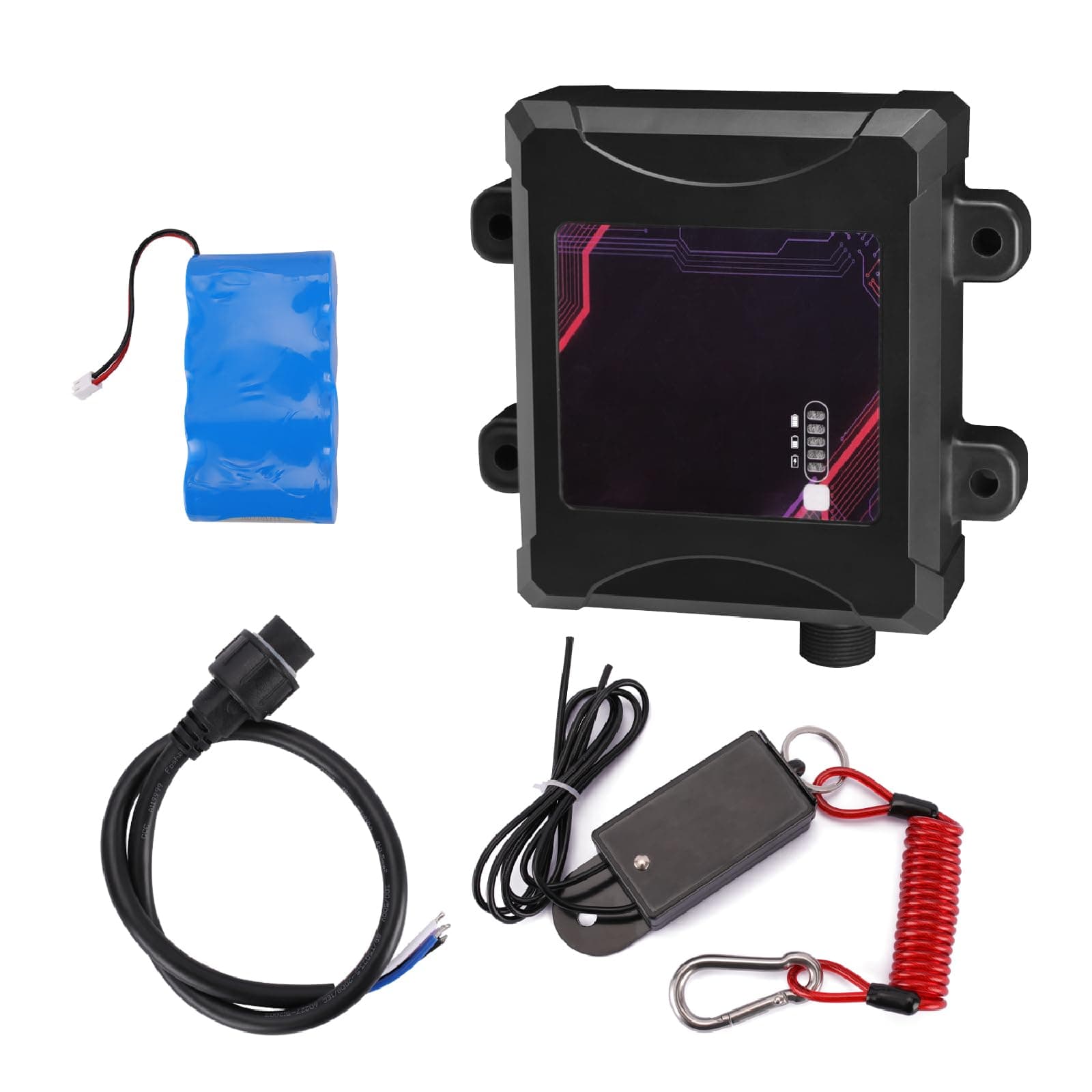 Trailer Breakaway System, Coiled Cable Switch, LED Indicator, 12V Battery Box with Charger, Used for Electric Braking System