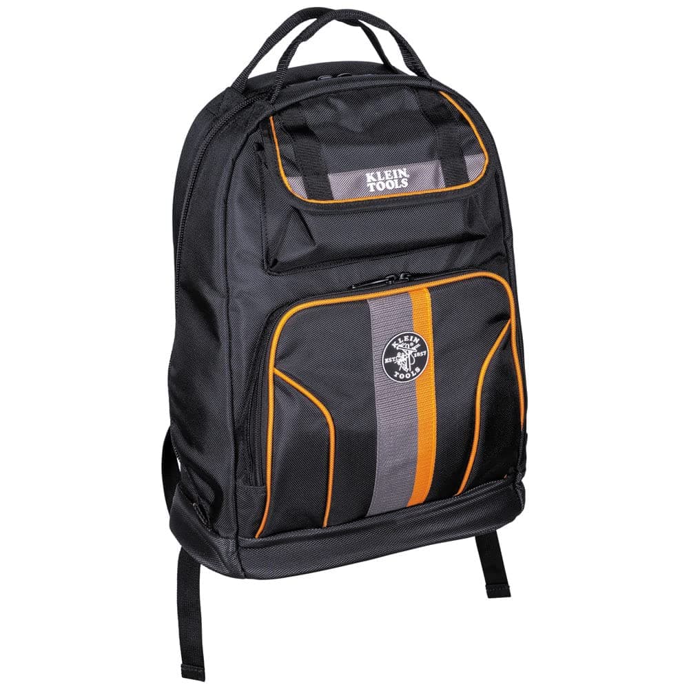 Klein Tools 55475 Tradesman Pro Tool Gear Backpack, Black With Orange/Gray, 17.5"