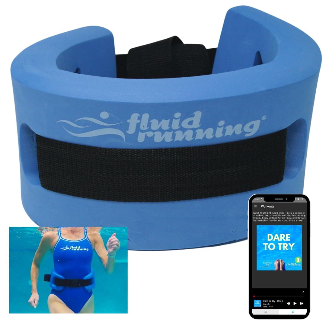 Fluid Running Aqualite Flotation Belt - Light Yet Extremely Buoyant with Comfortable Design Perfect for Aqua Jogging & Aqua Aerobics. Bonus Instructional Videos and Sample Fluid Running Workouts