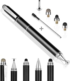 Stylus Pen, 4 in 1 Disc Stylus Pens for Touch Screens, High Precision and Sensitivity Universal Capacitive Stylus, Stylist for Tablets,iPhone,iPad,Laptops with 4 Replacement Tips - Black