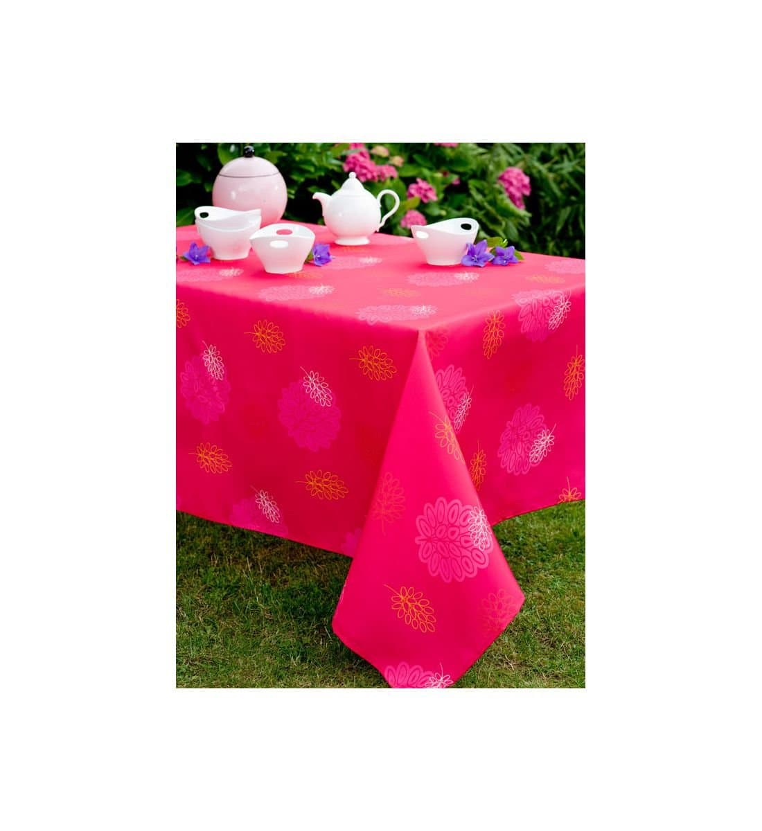 Hydrangea fushia – cm. 150x300 cm Tablecloth 100% Polyester Can Separate Decoration at 30 ° and No Ironing, Rect. 150x300