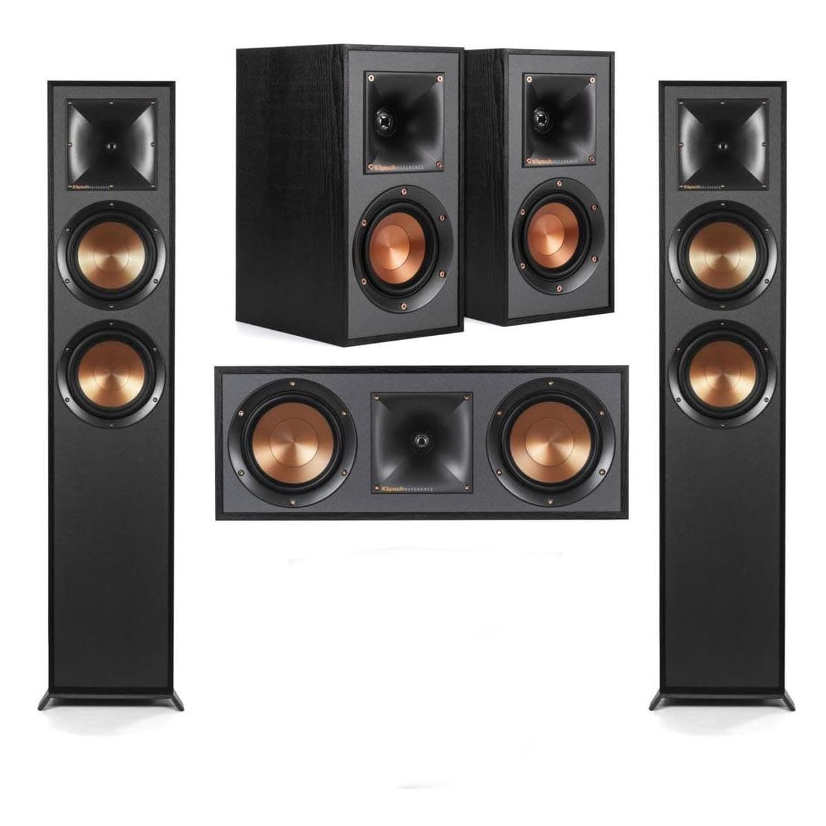 Klipsch Reference Home Theater Pack with 2X R-625FA Floorstanding Speakers, R-52C Center Channel, Pair R-41M Bookshelf Speakers