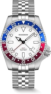 BODERRY Men's Watch Titanium Automatic 200M Waterproof Diver Watch with GMT Automatic Movement and Titanium Bracelet—Admiral
