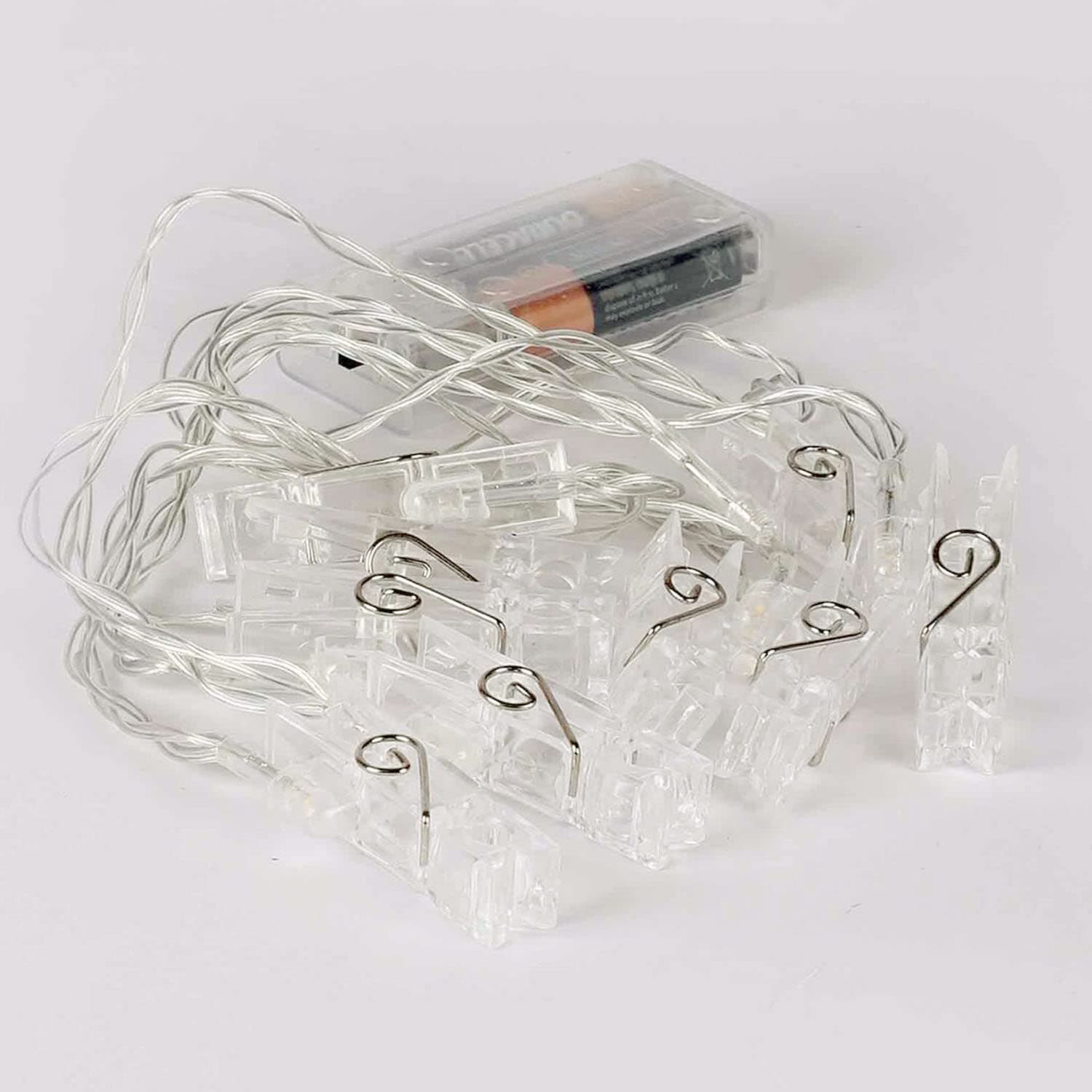 Lexton 10 Photo Clips Fairy String Light Battery Powered (2AA, Battery Not Included) (Warm White, 1)
