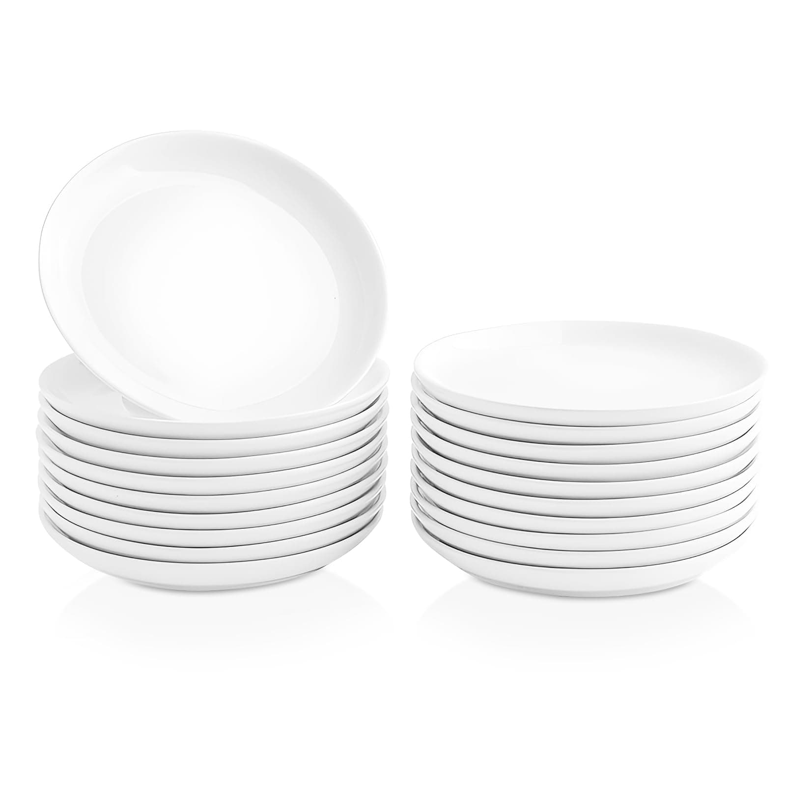 20 Piece Ceramic Appetizer Plates, 5.6 Inch Small Dessert Plates Set, White Round Plates for Bread, Butter, Snack, Lightweight Dinnerware Saucer Sets - Ivory, Oven, Microwave & Dishwasher Safe