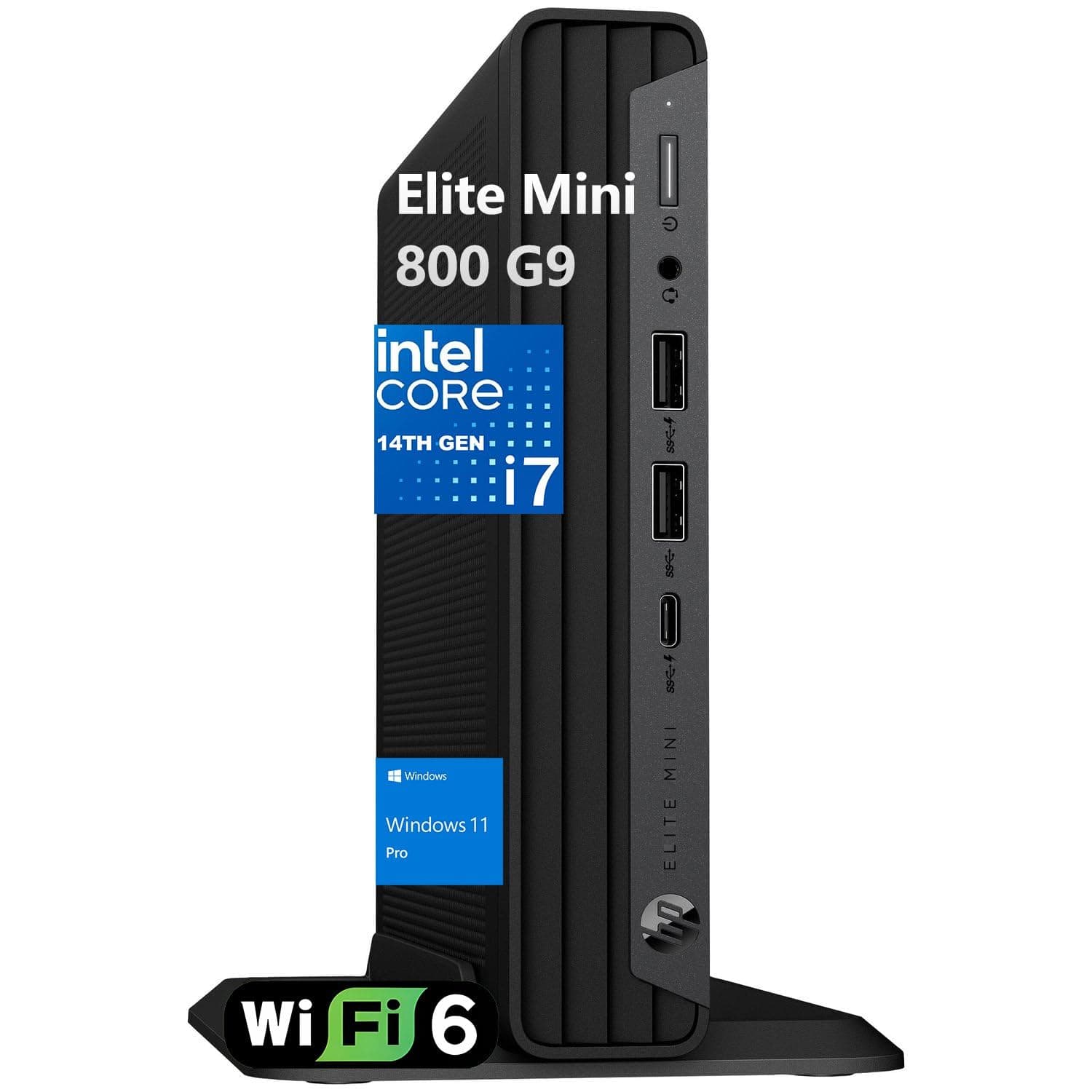 Elite Mini 800 MFF PC Desktop Computer, Intel 20-Core i7-14700, 32GB DDR5 RAM, 1TB PCIe SSD, 2 DisplayPort, WiFi 6, Bluetooth, Keyboard Included, no Mouse, Windows 11 Pro, Office 356, Black