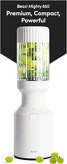 Beast Mighty 850 | Premium Compact Personal Blender | Smoothies, Shakes, Dressings, Sauces, Desserts, Dips | Blends Ice and Frozen Fruit | Includes Extra Lids and Straws | 850W (Cloud White)