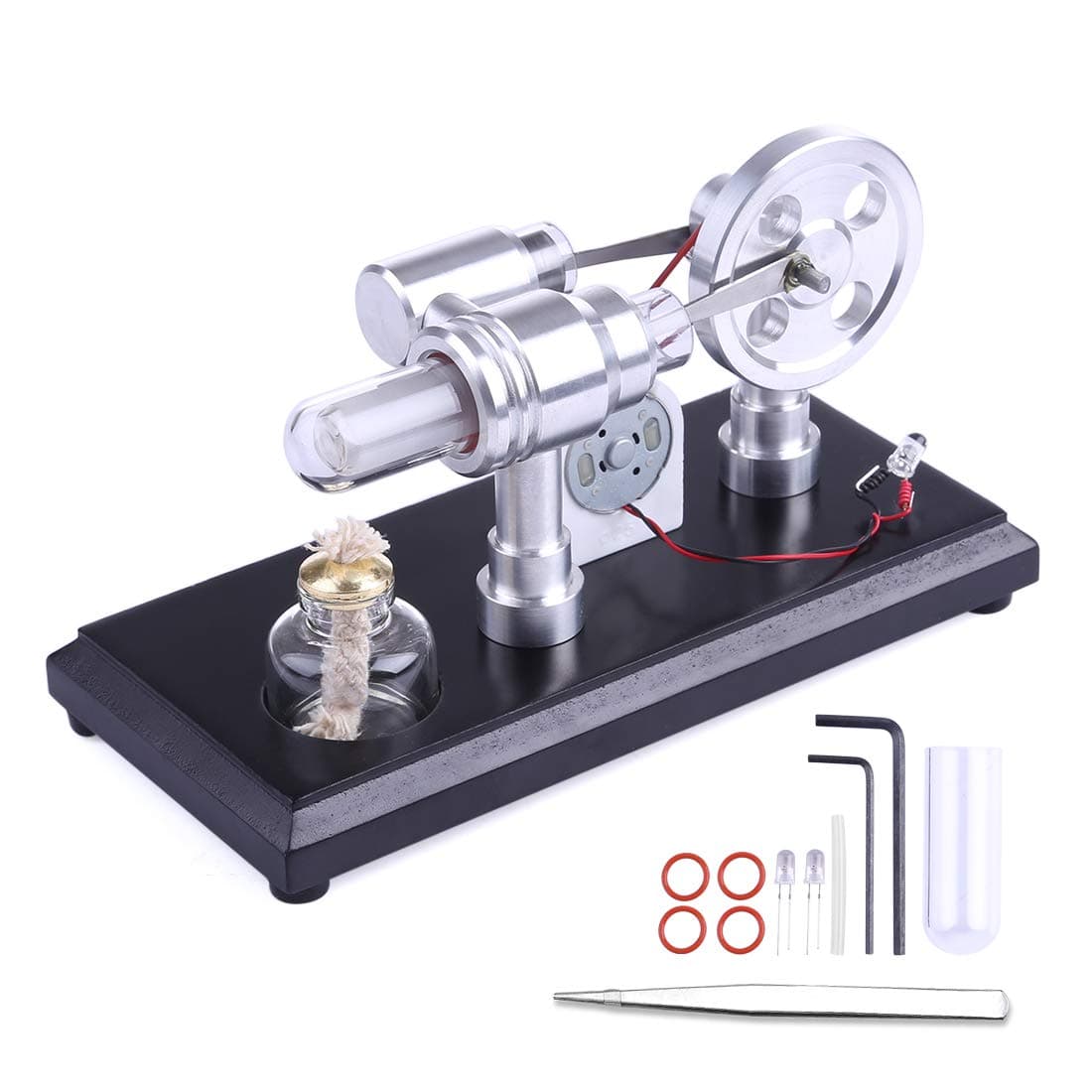 TXXCI Double-cylinder Hot Air Stirling Engine Model Micro DIY Stirling Engine External Combustion Engine STEM Educational Toy