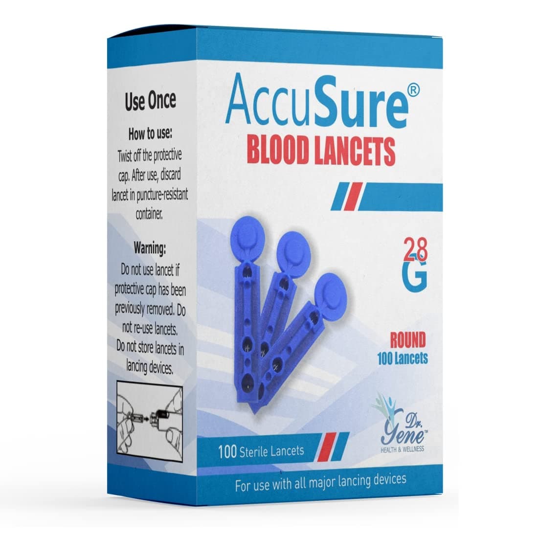 AccuSure Round Lancets (Blue) (100)
