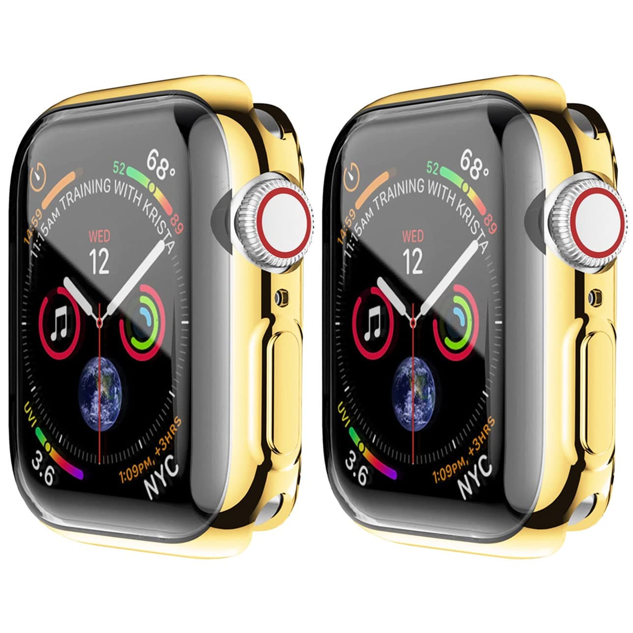 HANKN 2 Pack Soft TPU Case for Apple Watch Series 9 8 7 6 5 SE Ultra Screen Protector Case, Full Coverage Shockproof Iwatch Bumper Cover